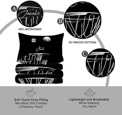 Personalized Basketball Duvet Cover Set for Kids with Name