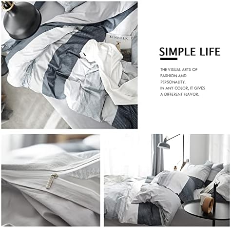 HighBuy Cotton Striped Duvet Cover Twin Set 3 Pieces