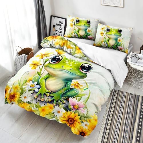 AILONEN Green Sunflower Duvet Cover Set 3 Piece