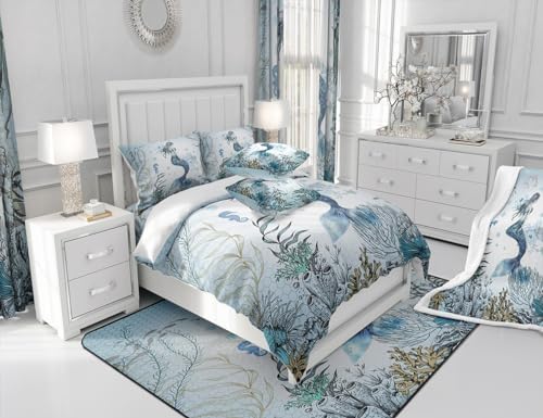 Feelyou Mermaid Duvet Cover Set King Size