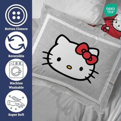Jay Franco Hello Kitty Duvet Cover Set - Grey Full