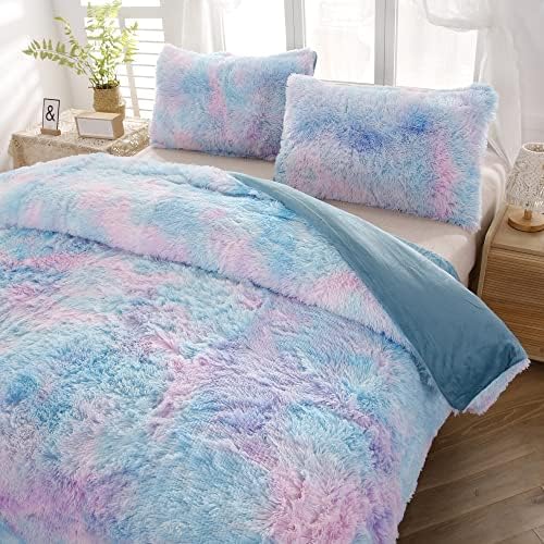 RYNGHIPY Rainbow Tie Dye Duvet Cover Set Queen Size 3Pcs