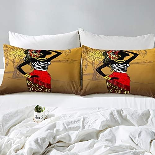 Feelyou African Woman Themed Duvet Cover Set Queen Size 3Pcs