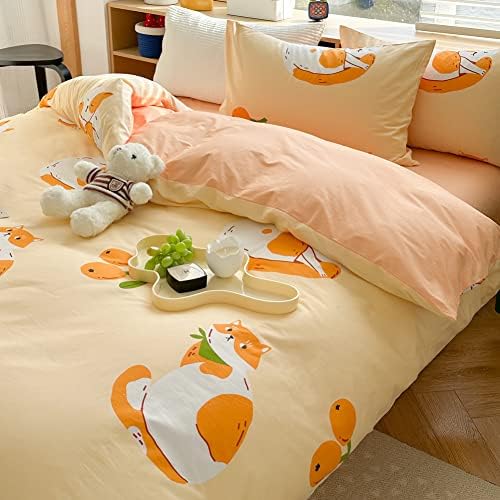 LIWHENHAO Cute Cat Duvet Cover Set Twin 100 Cotton 1