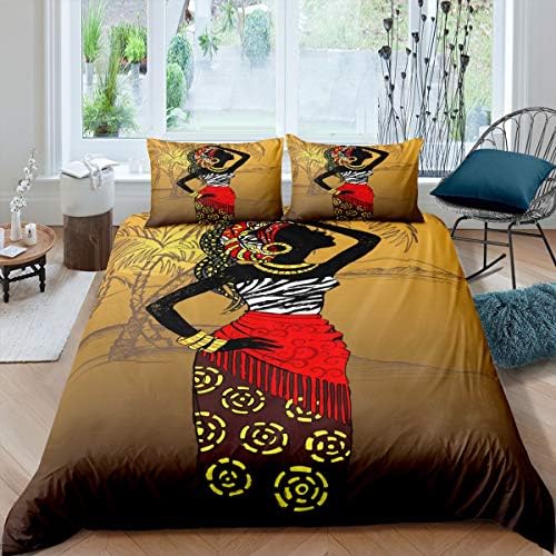 Feelyou African Woman Themed Duvet Cover Set Queen Size 3Pcs