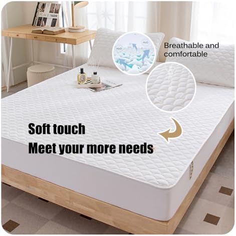 Raw Cotton Mattress Protector Pad with Quilted Design