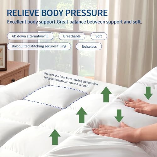 STWIENER Twin Mattress Topper with Blue Stripe Design