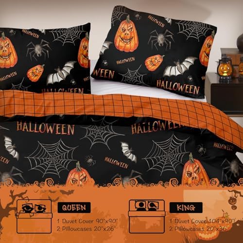 Halloween Duvet Cover Queen Size with Pillowcases
