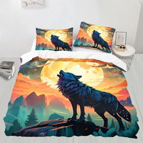 LTAETHC Duvet Cover Queen Size with 3D Forest Animals Print