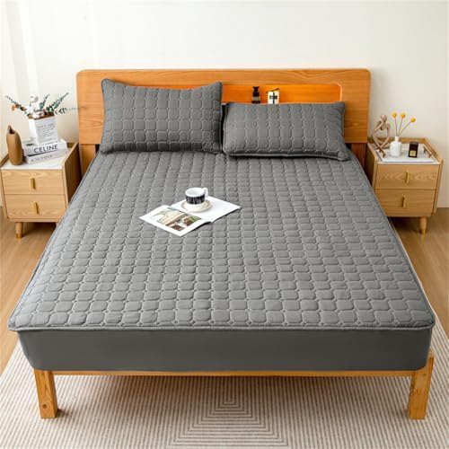 BYHIP Fitted Sheet and Pillowcase 100 Brushed Microfiber Twin Dark Gray