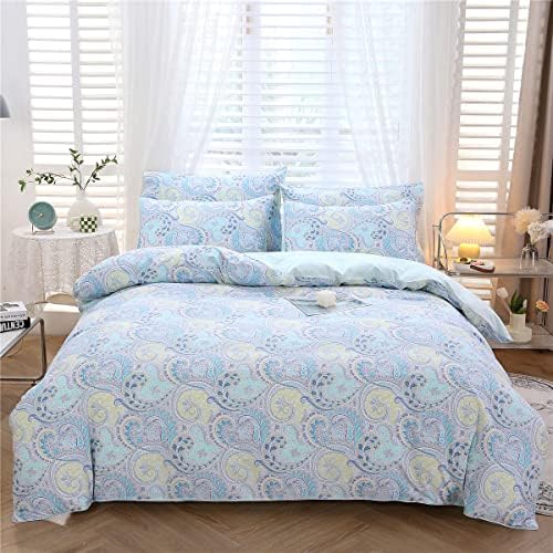 URBONUR Paisley Duvet Cover Set Twin 3Pcs Light Blue Reversible