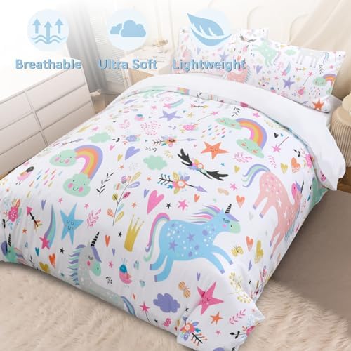 BEDMUST Unicorn Duvet Cover Set - Queen Size