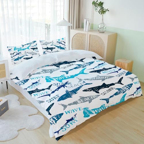 Homebed Shark Fish Print Kids Duvet Cover Set 1
