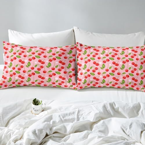 Cherry Print Duvet Cover Set for Kids Full Size