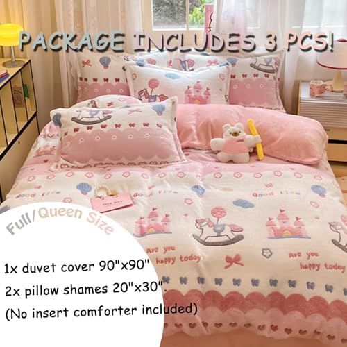 MorroMorn Pink Duvet Cover Set Queen Size