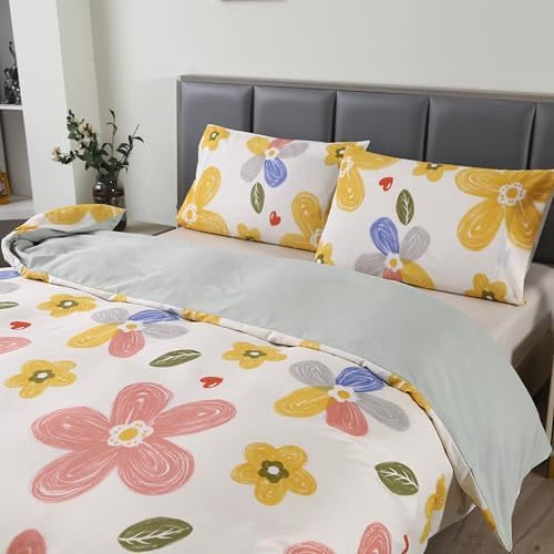 MAG Floral Duvet Cover Set Twin 3pcs Cute Microfiber