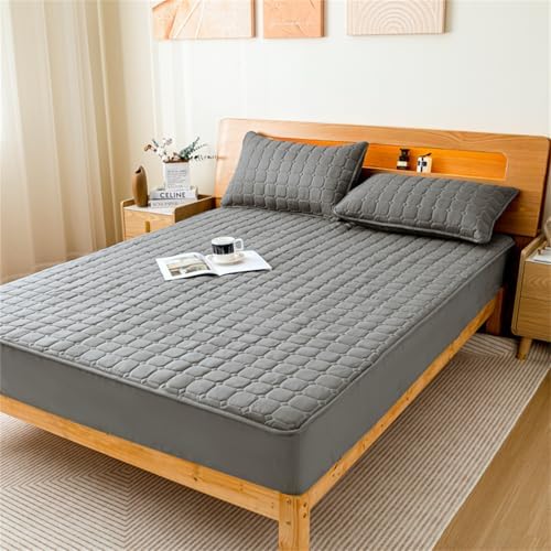 BYHIP Fitted Sheet and Pillowcase 100 Brushed Microfiber Twin Dark Gray