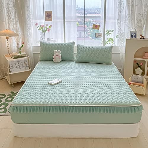 FCLDESHOP Cool Ice Silk Latex Mattress Cover 90x200cm 2pcs Pink