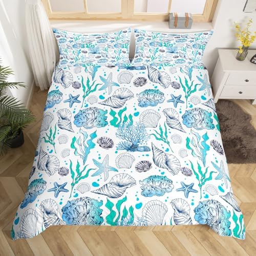 Feelyou Starfish Ocean Duvet Cover Set for Kids