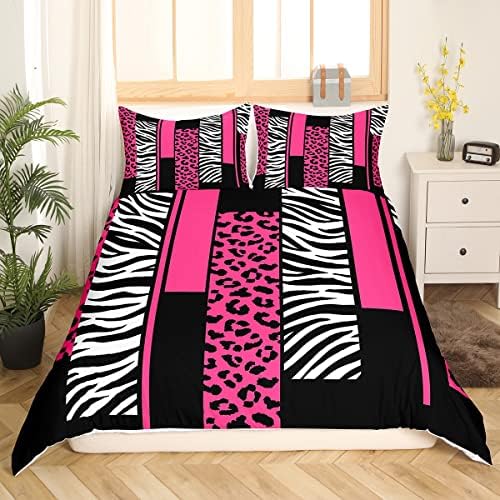 Feelyou Leopard Zebra Duvet Cover Set for Kids Full Size