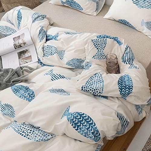 MOZEO Fish Print Duvet Cover Set 3 Pc Queen