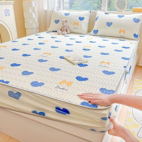 FCLDESHOP Cool Latex Ice Silk Mattress Pad Cover 120x200cm 2pcs