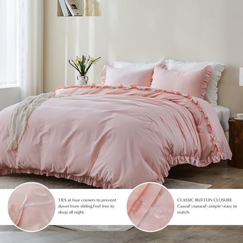 SimpleOpulence Organic Cotton Ruffle Duvet Cover Set 3Pcs