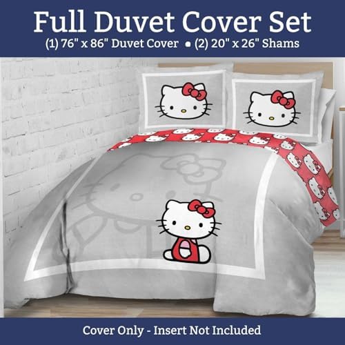 Jay Franco Hello Kitty Duvet Cover Set - Grey Full