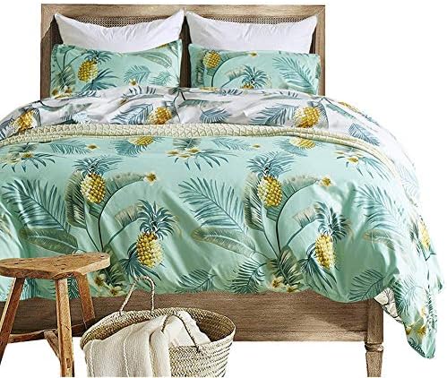 Feelyou Tropical Pineapple Duvet Cover Set Queen Size