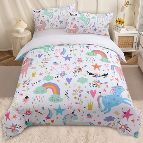 BEDMUST Unicorn Duvet Cover Set - Queen Size
