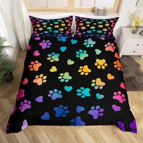 Manfei Dog Paw Print Duvet Cover Set 3PCS