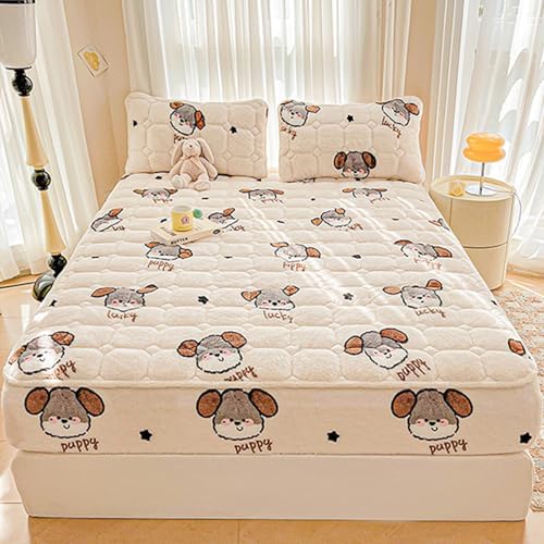 Warm Milk Velvet Mattress Cover Queen Size