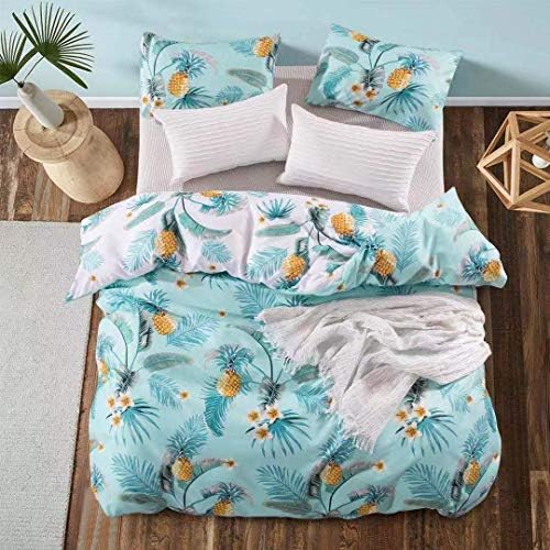 Feelyou Tropical Pineapple Duvet Cover Set Queen Size
