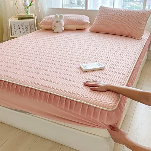 FCLDESHOP Cool Ice Silk Latex Mattress Cover 90x200cm 2pcs Pink
