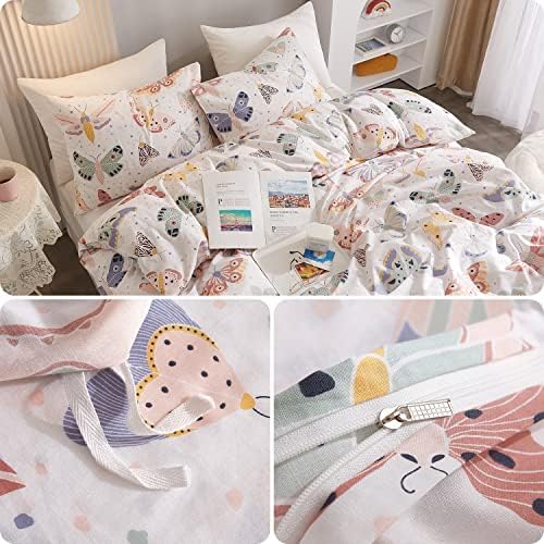 Ivellow Queen Duvet Cover Set 3Pcs 100 Cotton Butterfly Pattern
