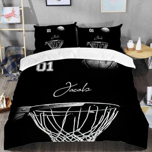Personalized Basketball Duvet Cover Set for Kids with Name