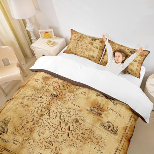 Castle Fairy Nautical Map Duvet Cover Set Queen Size