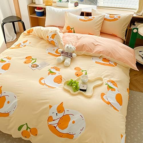 LIWHENHAO Cute Cat Duvet Cover Set Twin 100 Cotton 1