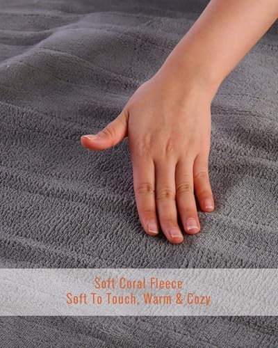 YAKEE Electric Mattress Pad Full Size 54x75 4 Heat Levels Grey