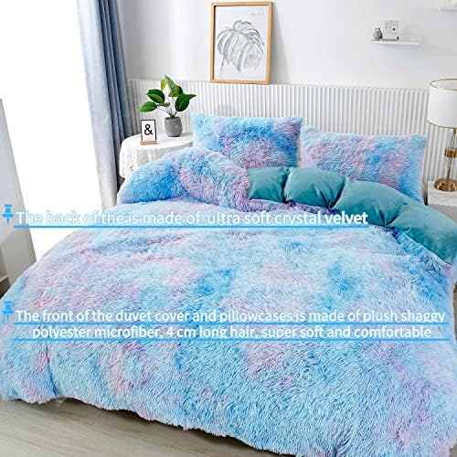 RYNGHIPY Rainbow Tie Dye Duvet Cover Set Queen Size 3Pcs