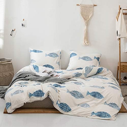MOZEO Fish Print Duvet Cover Set 3 Pc Queen