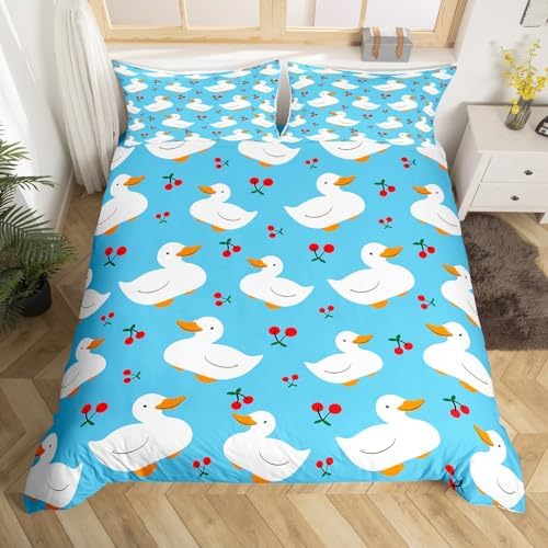 Feelyou Cartoon Duck Duvet Cover Set Queen Size