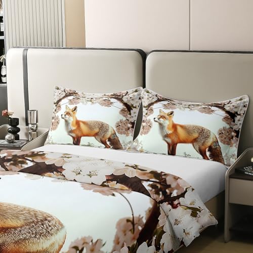 Feelyou Fox Duvet Cover Set Twin Size 100 Cotton 1