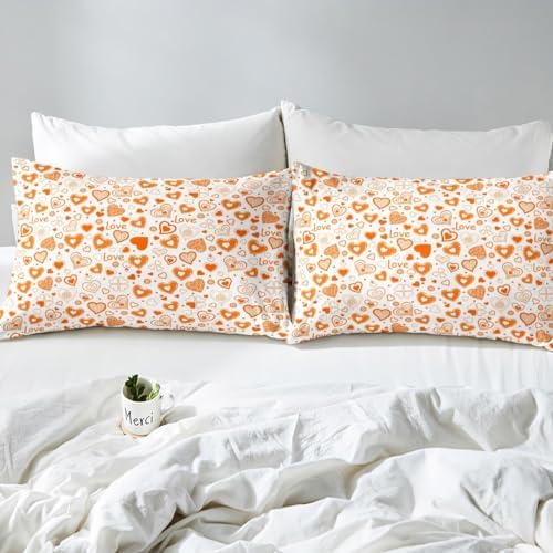 Feelyou Valentines Day Duvet Cover Set Cute Heart Design 3Pcs 1