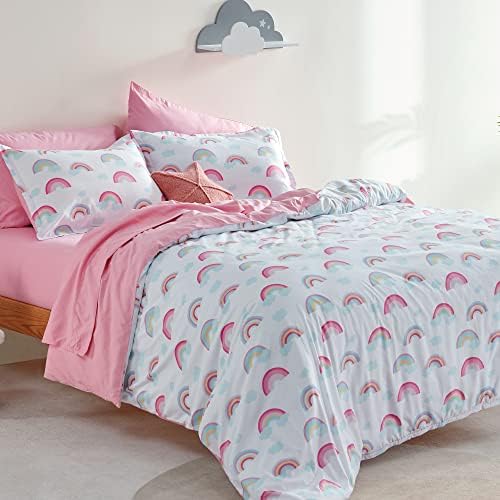 Sleep Zone Kids Duvet Cover Set Queen 3 Pcs - Rainbow Design