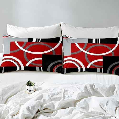 Feelyou Kids Geometry Duvet Cover Set Red Black