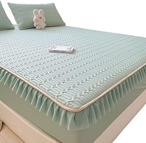 FCLDESHOP Cool Ice Silk Latex Mattress Cover 90x200cm 2pcs Pink