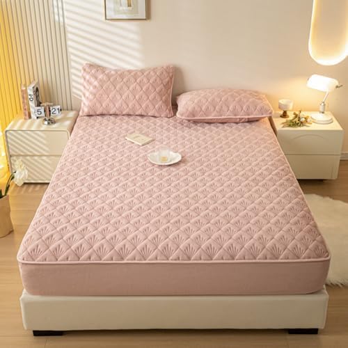Pink Milk Velvet Mattress Protector 90x200cm Twin