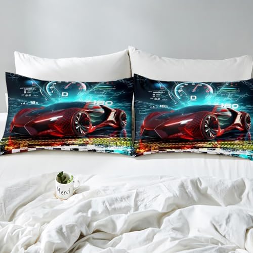Jejeloiu Race Sports Car Duvet Set for Kids