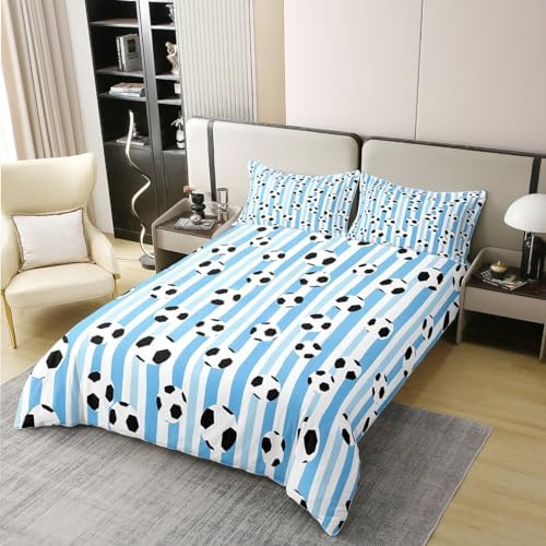 Feelyou Soccer Duvet Cover Set 2Pcs Zipper Cotton